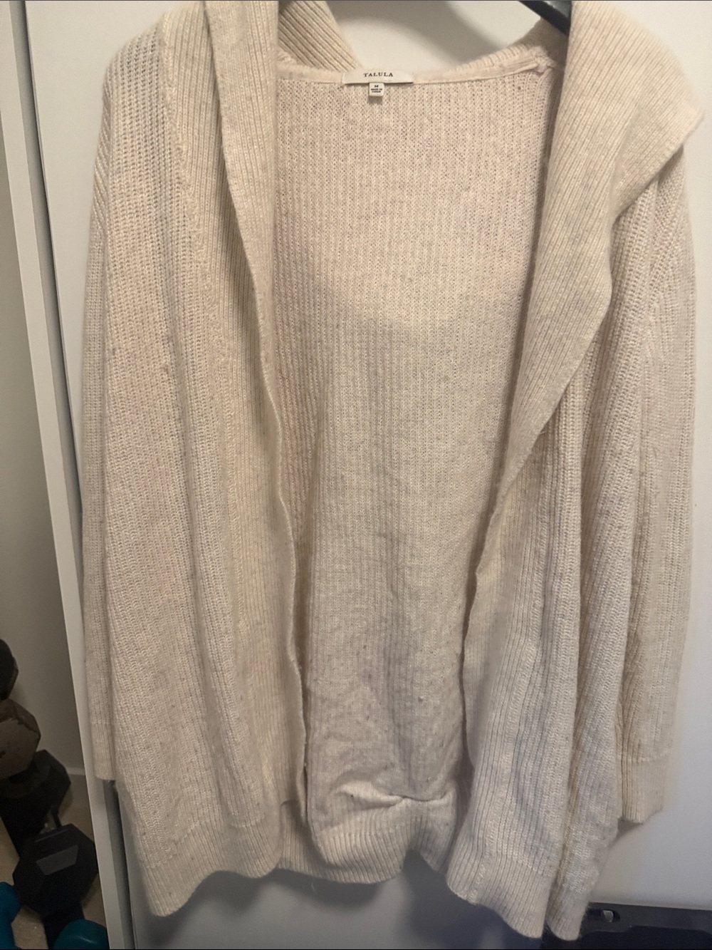 Talula Cream Open-Front Ribbed Cardigan